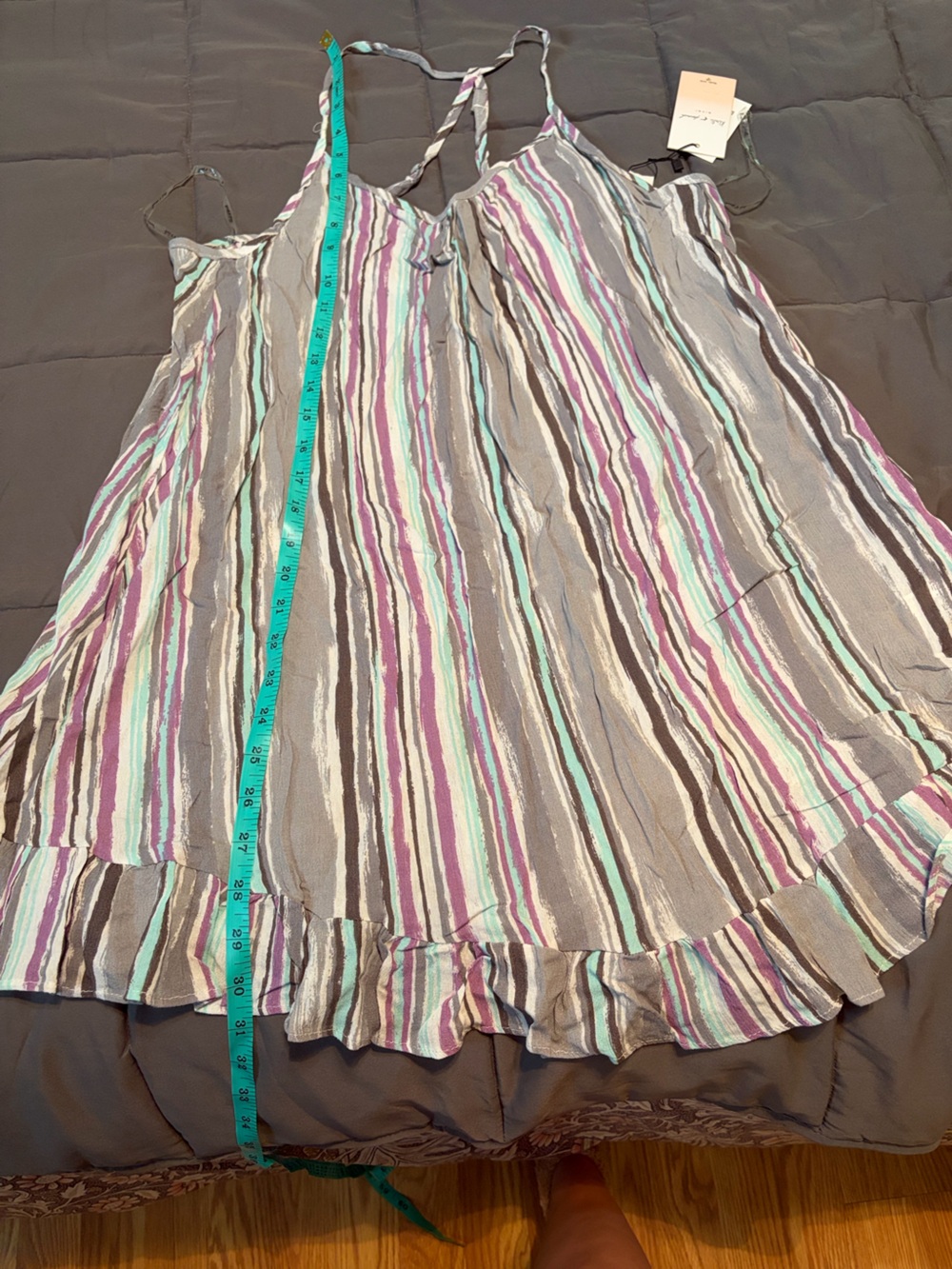 Striped Ruffle-Hem Spaghetti Strap Dress - Picture 5 of 7